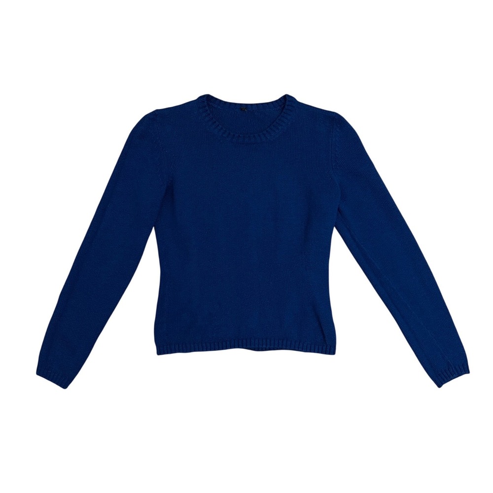Loro Piana navy Blue 100% Cotton Crewneck Sweater Made in Italy 40 Womens